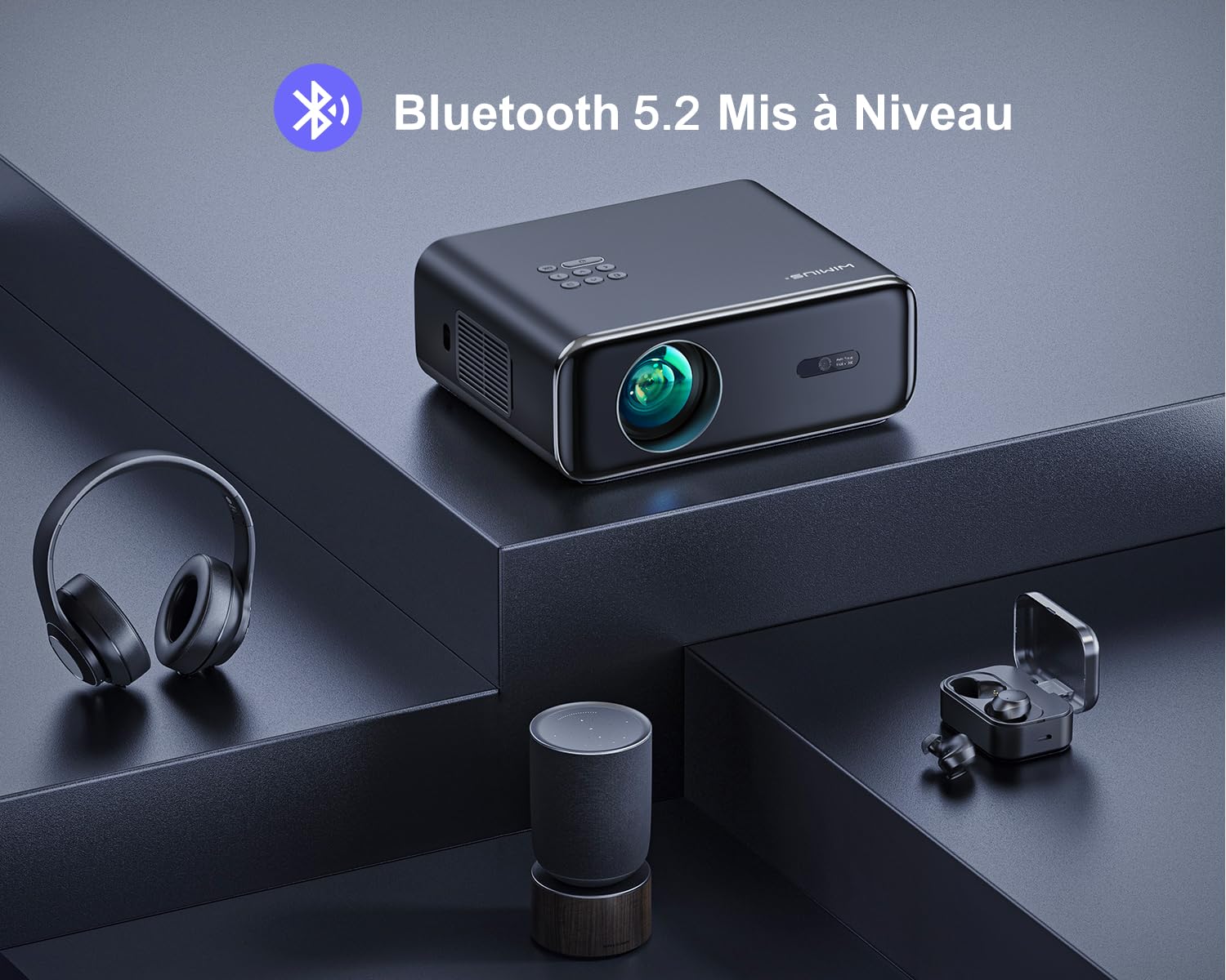 【Auto Focus/Keystone】 Vidéoprojecteur 4K WiFi Bluetooth 36000 Lumens Full HD 1080P, WiMiUS Projecteur 4K Supporté Zoom 50% Vidéoprojecteur WiFi6 Portable Home Cinéma/Extérieur pour Phone/TV Stick/PS5
