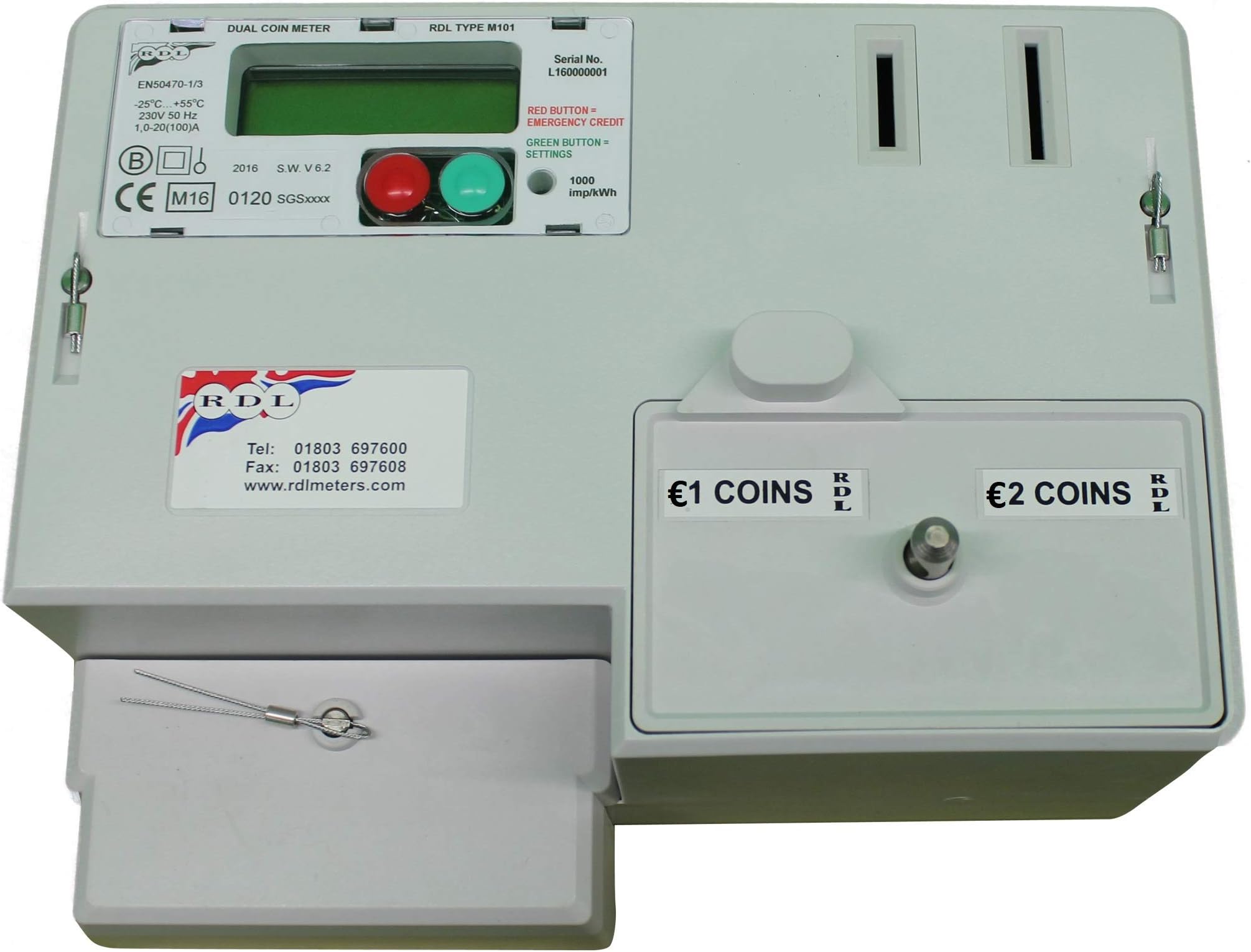 RDL M101E Dual Euro Digital Prepayment Electric Meter 100AMP Ideal for Applications Such as as Flats, bedsits, chalets, caravans, etc.