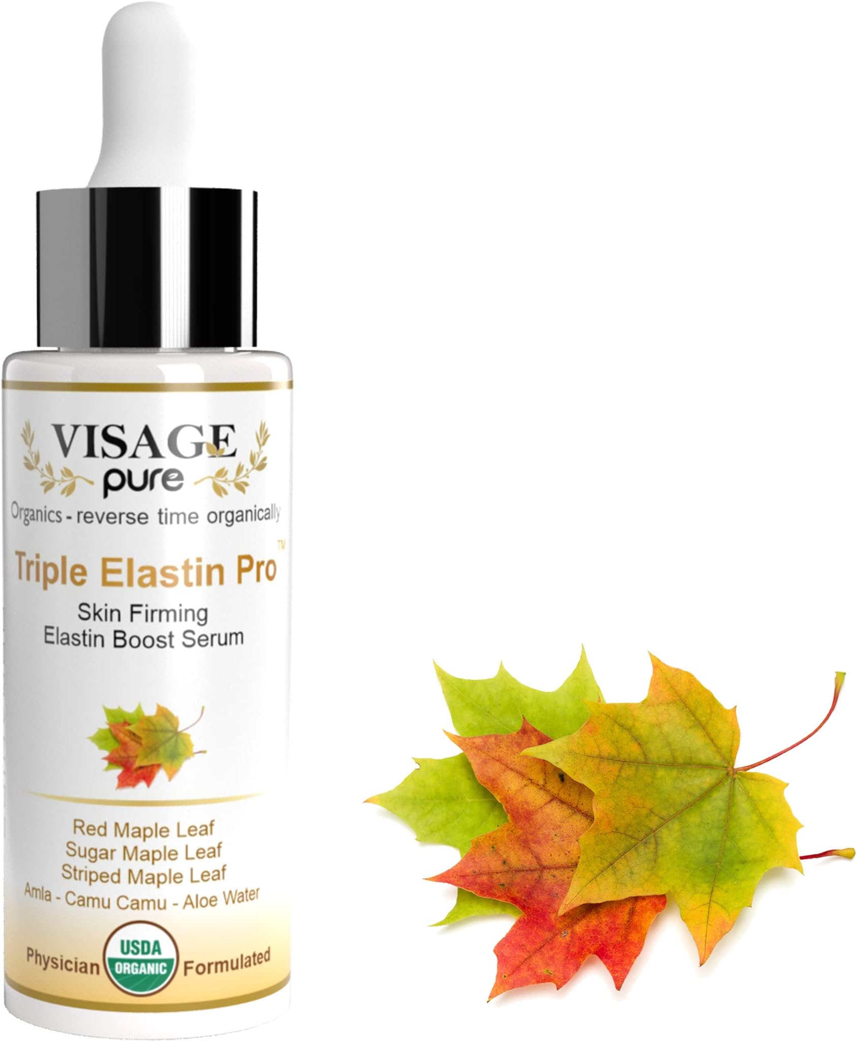 Triple Elastin Pro - Skin Firming Elastin Boost Face Serum - Contains "GCGs" That Increases the Skin's Elastin and Elasticity - USDA Organic - Physician Formulated - Research Supported
