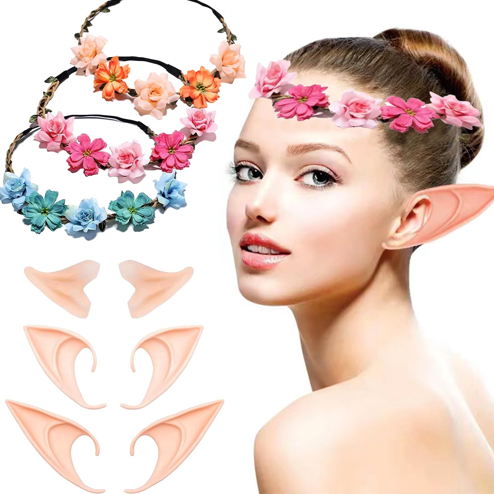 Filet à Vent,Oreilles d'elfe d'ange dégradées en latex pour cosplay,accessoires de costume