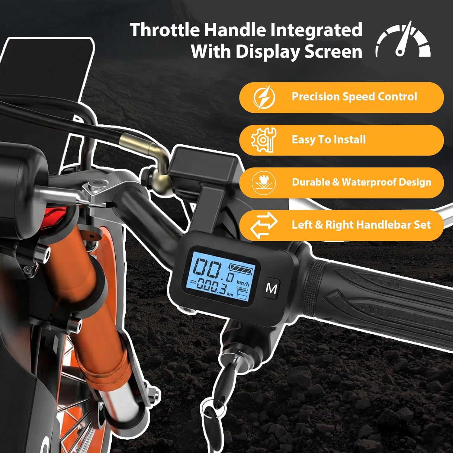 HOGYIGIAS New Throttle Integrated Display with M Button, Only Replacement for Tuttio Soleil01 Ebike, 48V Throttle Controller Speedometer for Tutto Tutti Electric Motorcycle (Throttle with M Button)