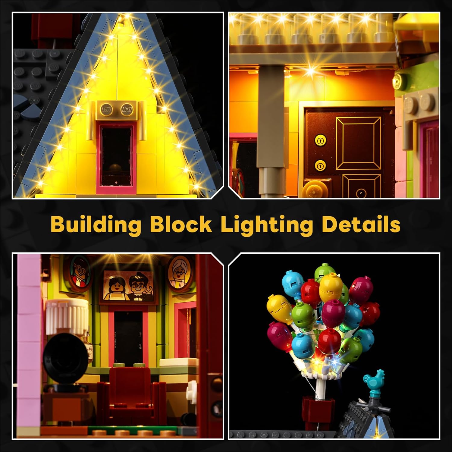 Kyglaring Light Kit Compatible with Lego Up House​ 43217 Building Blocks, Upgraded Eaves Lights Model Set, Lights Only (Model Not Included) No Battery Included