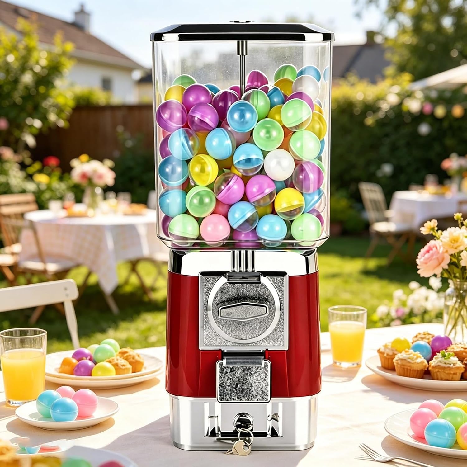 Commercial Toy Candy Capsule Vending Machine with 200 Balls & 100 Tokens | Holds 220 x 32mm Capsules, Customizable for One Size 1-1.38", Pure Mechanical Coin-Op, Candy Vending Machine(Yellow)
