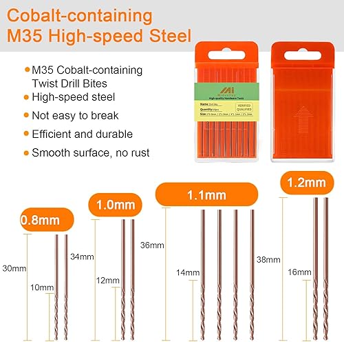 Miniatura 6 de Midvalley - Juego de taladro eléctrico de resina, mini taladro de mano eléctrico con 10 brocas helicoidales (0.031-0.047 in), para manualidades de