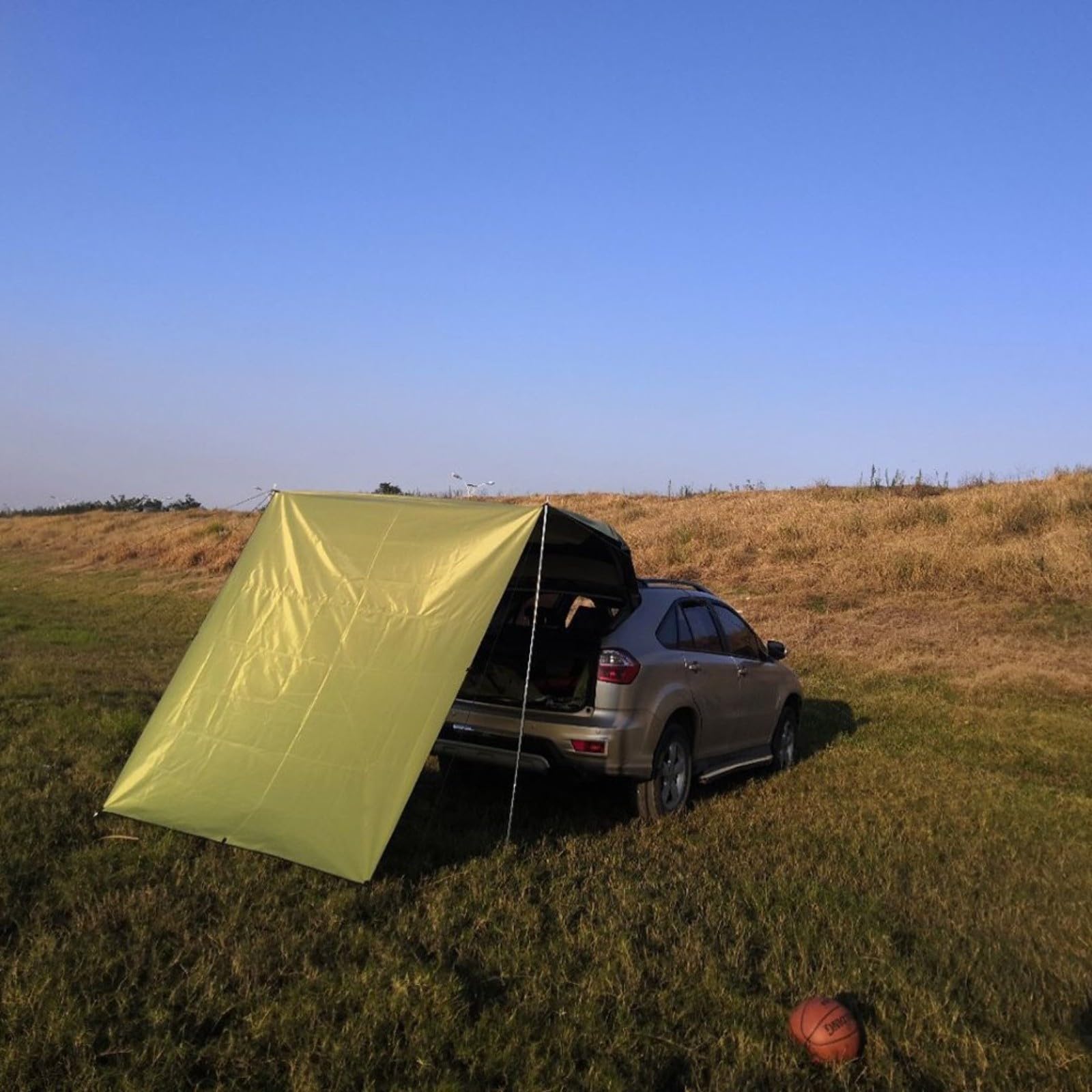 Toldo para Coche, 210D, Impermeable, Tela Oxford, portátil, Tienda de campaña Lateral para Furgonetas, Furgonetas, autocaravanas o caravanas (Gris)