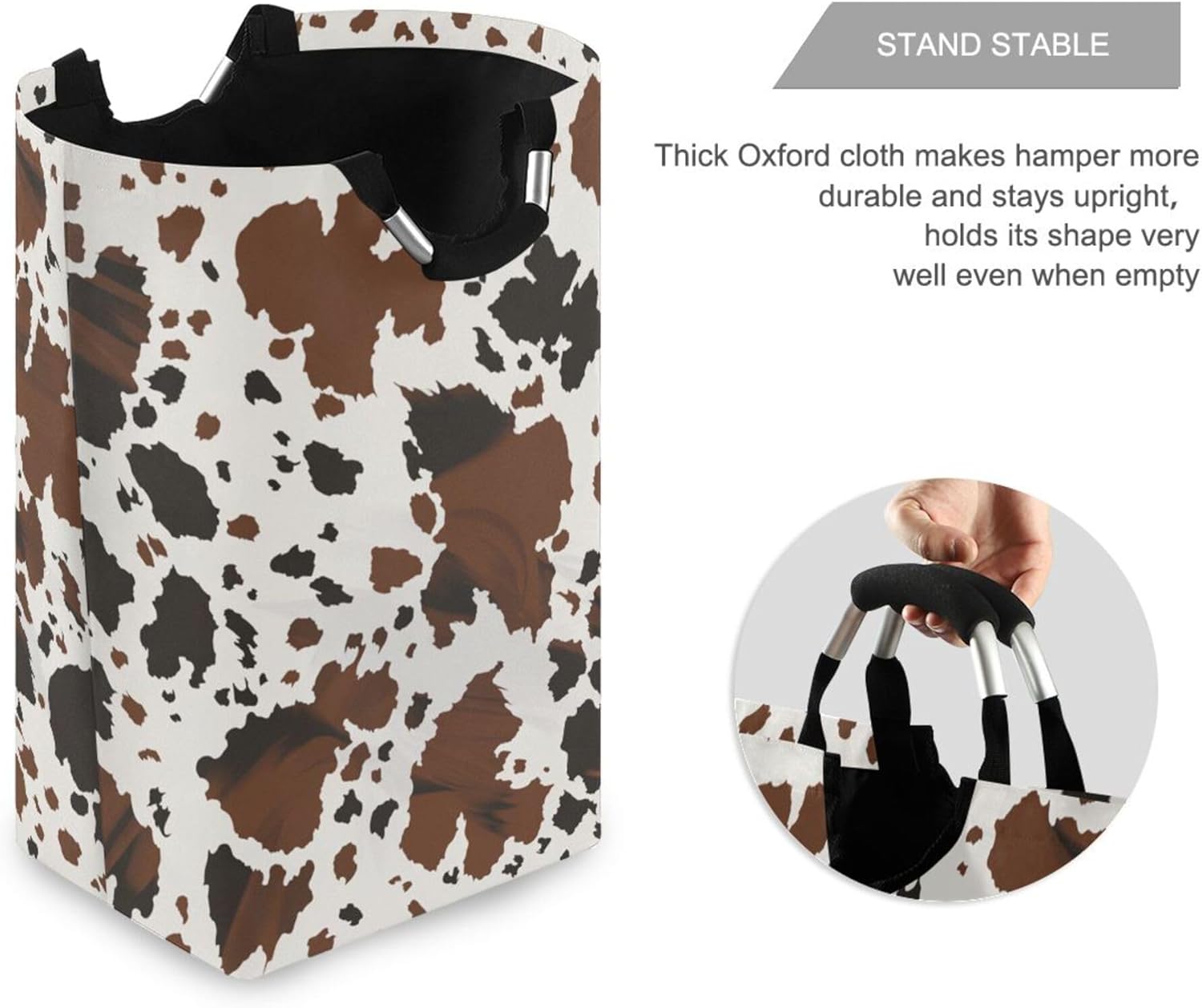 xigua Cow Print Laundry Hamper Large Laundry Basket 72L Foldable Dirty Clothes Toys Organizer Bag with Handles for Bathroom,Bedroom,College Dorm,Kids Room
