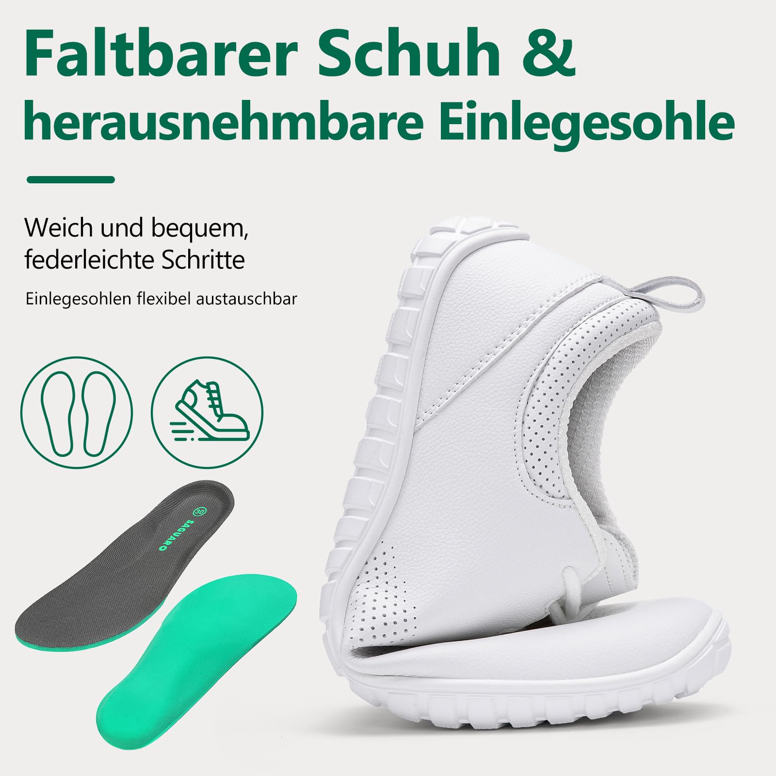 SAGUARO Barfußschuhe Herren Kunstleder Leichte Minimalistische Schuhe mit Breiter Zehenbox & Zero Drop Sohle für Outdoor Fitness Walking Freizeit, Gr.39-48