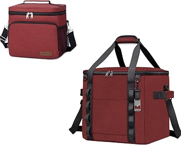 TuErcao Insulated 24&50 Can Cooler Bag Set 2-Piece Collapsible Leakproof Lunch Bag, Portable Ice Chest for Beach Camping, Picnic Travel Work, Lunch Box for Men Women & Family, Red