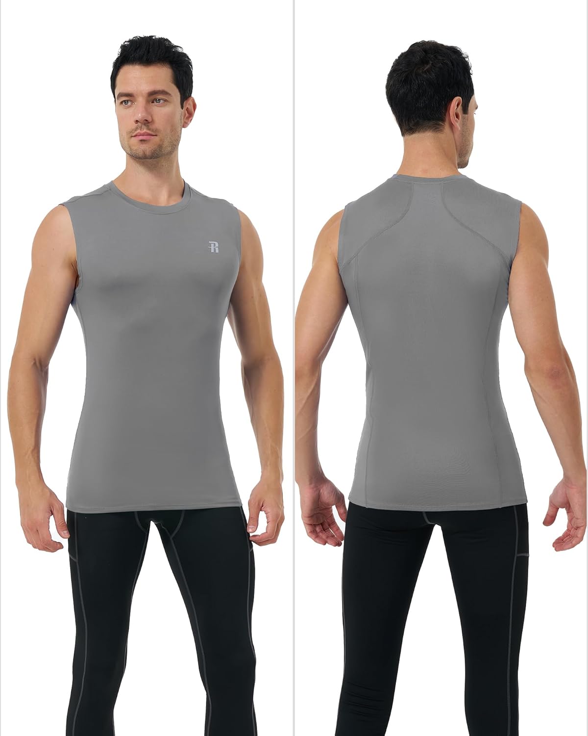Runhit Mens Sleeveless Compression Shirt Workout Muscle Tank Top Quick Dry Athletic Base Layer Undershirt for Basketball - Image 2