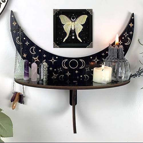 Miniatura 3 de Mariposa real Luna Moth Caja de sombra seca de insectos enmarcados de madera, taxidermia, astronomía, luna, estrella, universo, ilustración,