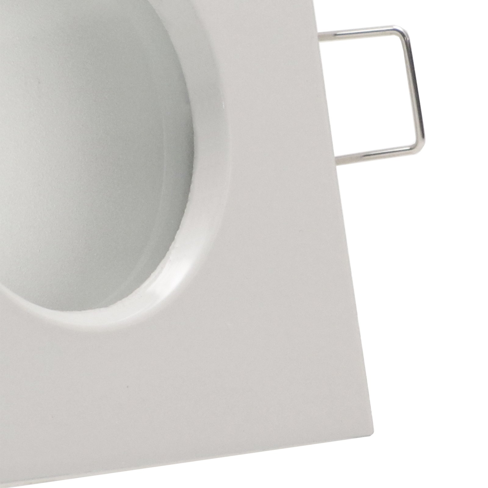 trendlights24 AQB LED Decken Einbaustrahler Bad IP65 230V 7er Set 4W GU10 | Weiß, eckig, Neutralweiß, 4000k, Hochvolt, Spot, austauschbar, Einbauleuchte, Dusche, Feuchtraum, innen, außen
