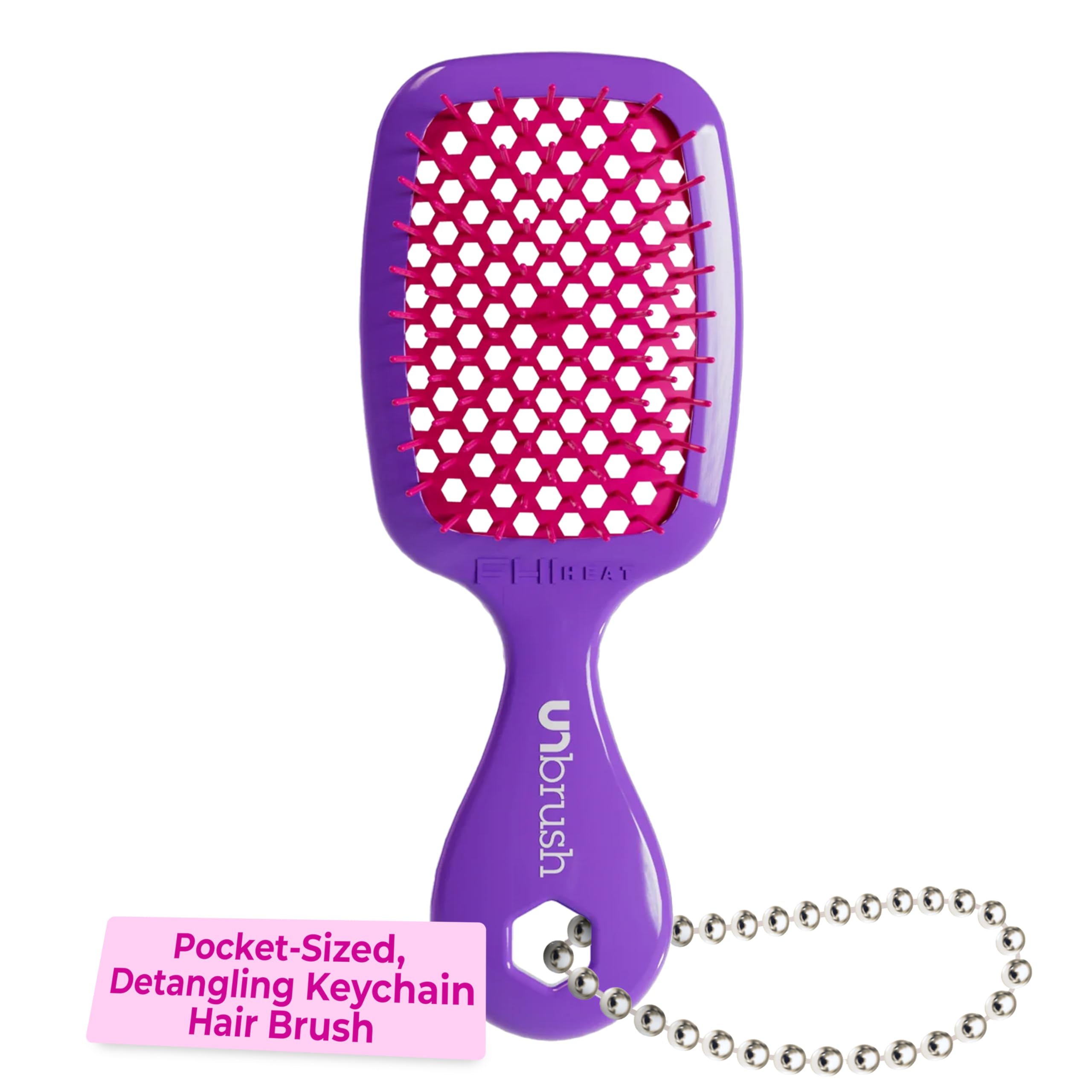 FHI Heat UNbrush Super Mini Hair Brush Keychain — Collectible Miniature Charm for Bags and Keys — Accessory for Beauty Lovers - (Electric Berry)