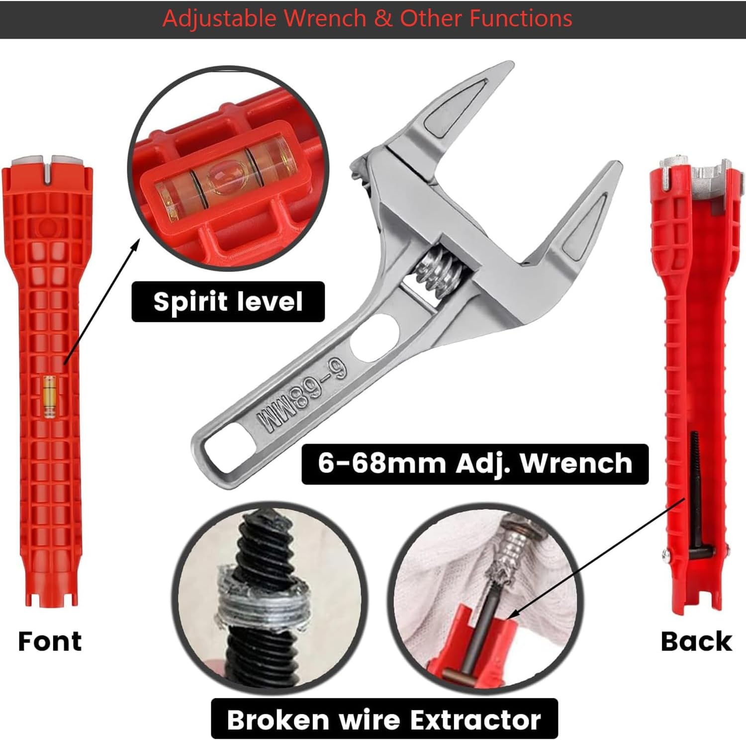 14-In-1 Multifunctional Basin Wrench, Sink Wrench Faucet Tool For Toilet, Sink, Bathroom, Kitchen Tight Spaces Water Pipe Plumbing Installation and Repairs