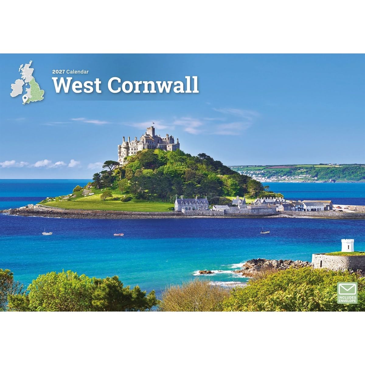 Carousel Worldwide West Cornwall 2027 Wall Calendar, A4 Format, 12-Month Monthly Calendar, Full-Color West Cornwall Photography