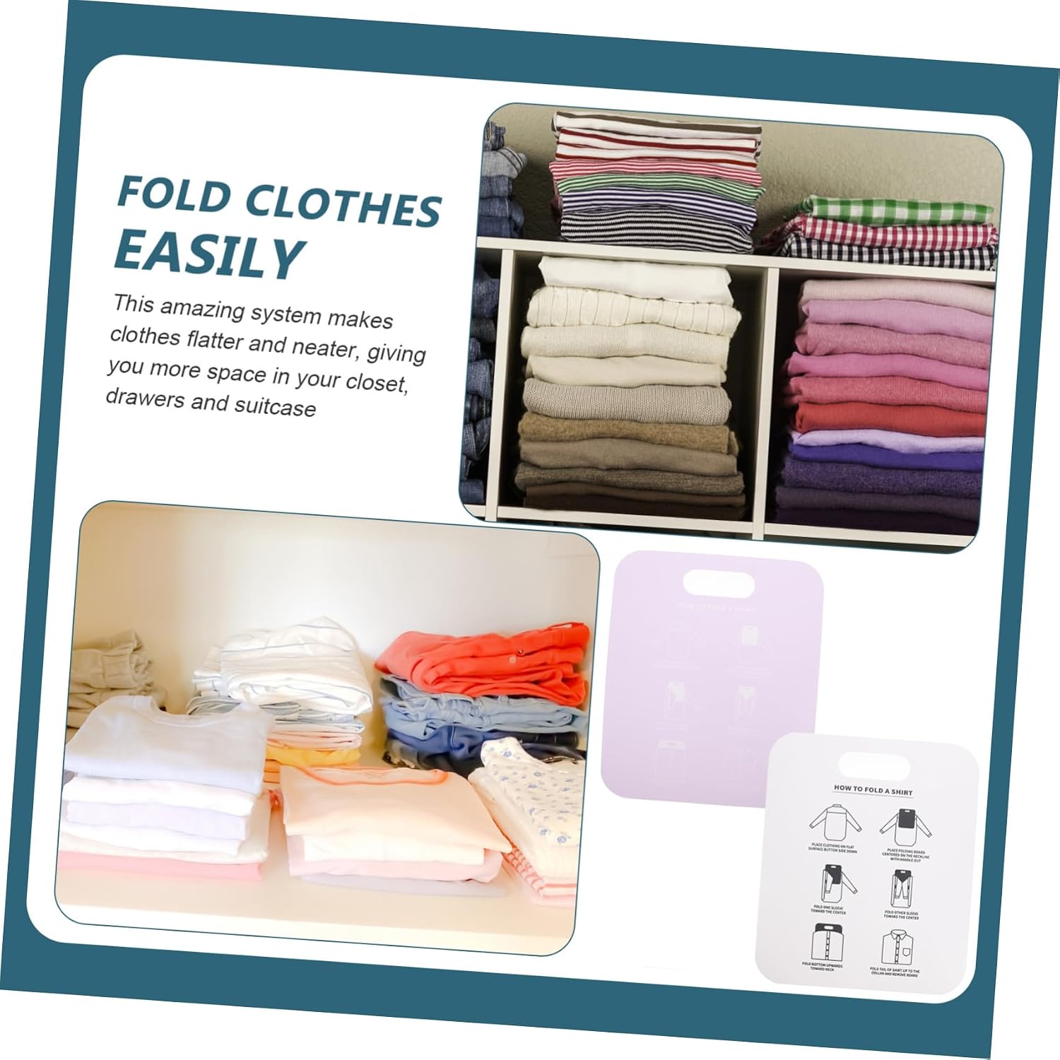 VALICLUD 2pcs PP Garment Folding Board T Shirt Clothes Folder for Home and Travel Lightweight Shirt Folding Tool for Quick Wrinkle Garment Organization and Closet Space Saving