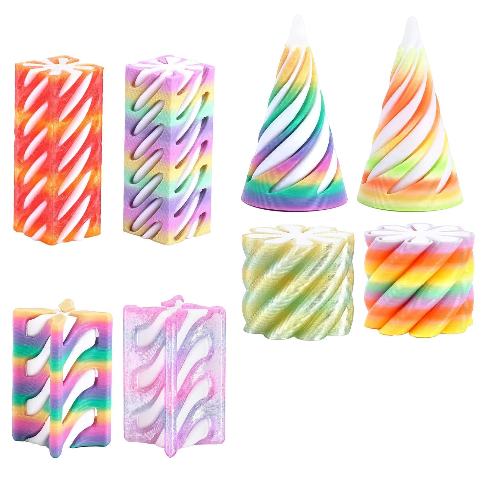 8Pcs Spiral Cone Fidget Toy Impossible 3D Printed Impossible Cone Fidget Toys Gearball Pyramid Passthrough Sculpture for Anxiety Stress Relief Desktop Office Home Decor Gift for Kids and Adults — image 1