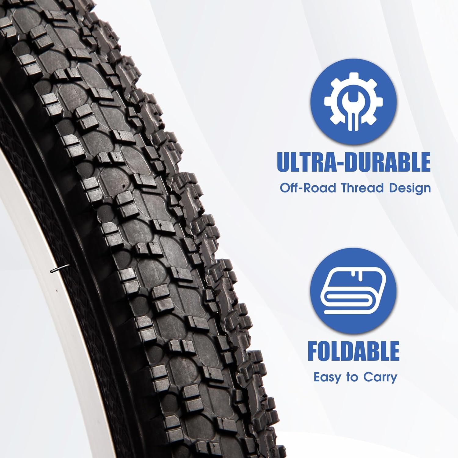 2 Pack 24" x 1.95" Mountain Bike Tire Set, 24 inch Folding Replacement Puncture-Resistant Bicycle Tires with 24 x 1.75-2.125 inch Bike Tubes and Repair Tool Kit for Mountain Bike, Off-Road Bike