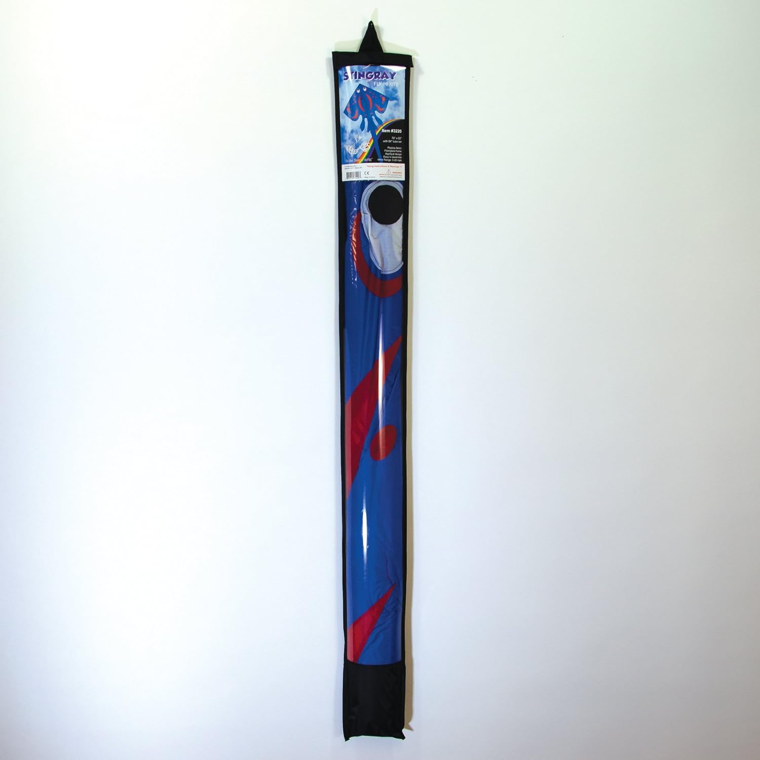 in The Breeze Stingray Kite - Large Single Line Kite - Ripstop Fabric - Kite Line and Bag Included,Blue/Red,72" W x 134" H,3220