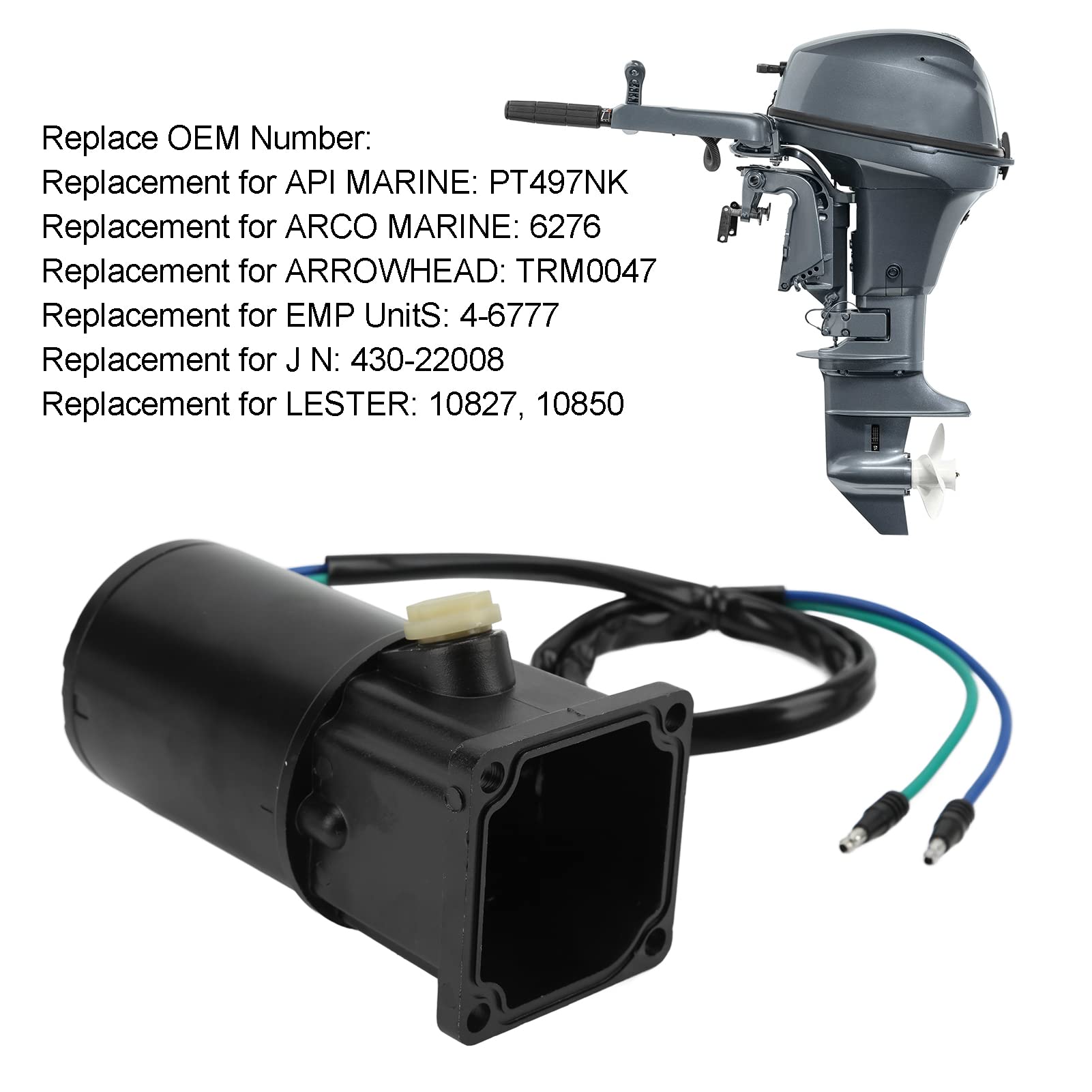 Motor de Ajuste de Inclinación Fuera de Borda, 809885A1 12V para Marino