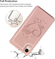 Vista 7 de iCoverCase Funda compatible con iPhone XR con tarjetero para mujer, con bloqueo RFID en relieve, de piel sintética, con correa de muñeca