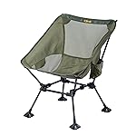iClimb Ultralight Compact Camping Folding Beach Chair with Anti-Sinking Large Feet and Back Support Webbing (Green- Square Frame)