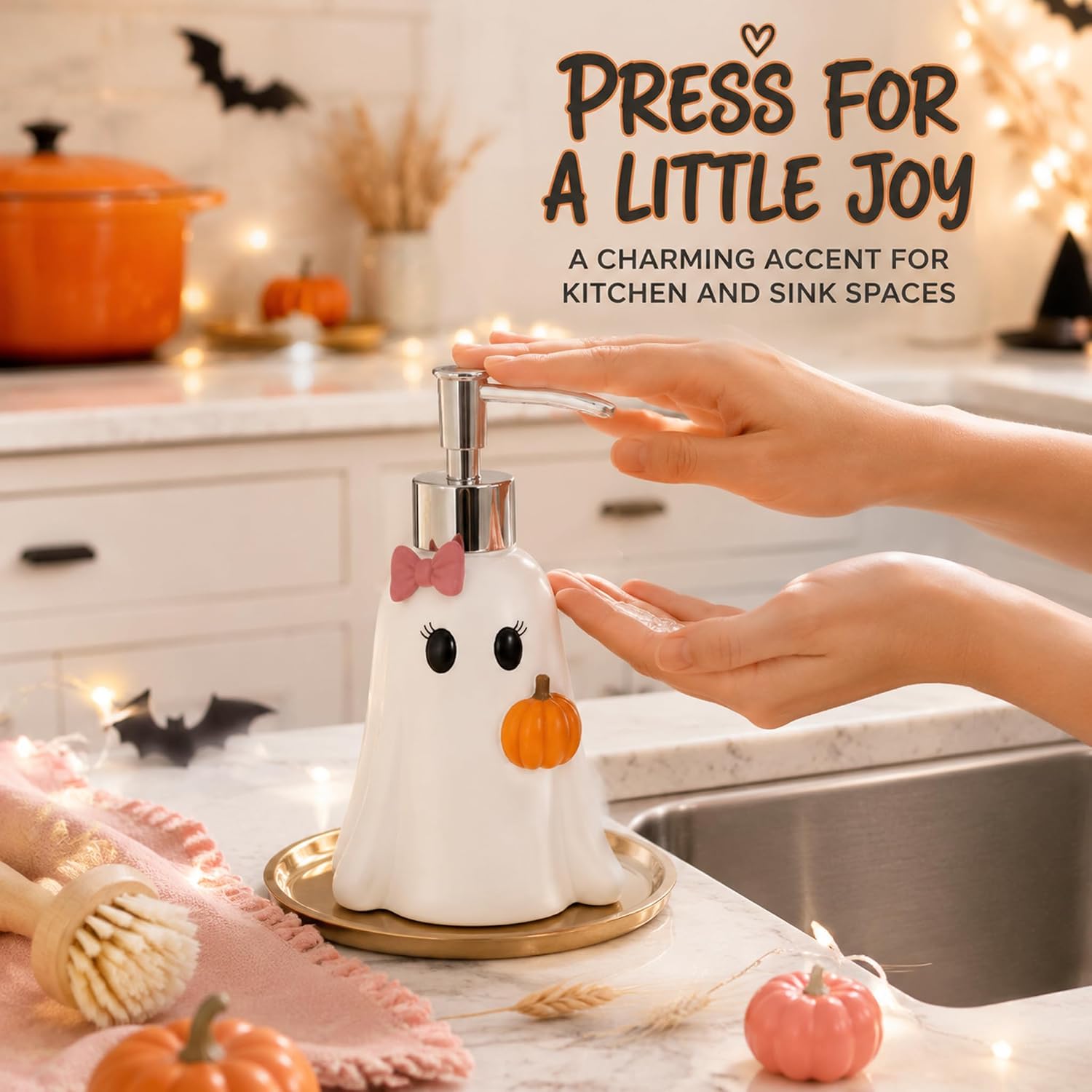 Halloween Soap Dispenser,Cute Ghost,Pumpkin Decoration