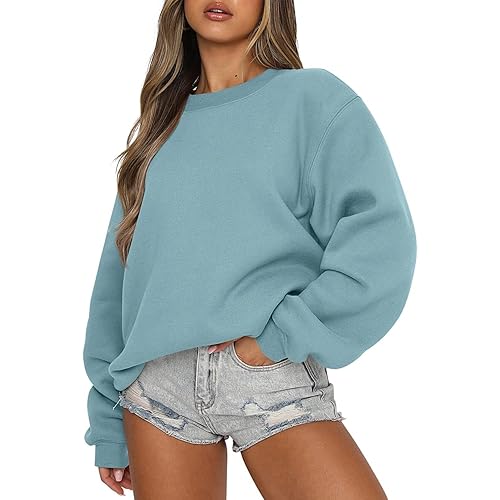 Women's Sweatshirts Hoodies Crewneck Oversized Fleece Pullover Sweaters Cute Top Y2K Teen Girls Preppy Clothes 2024