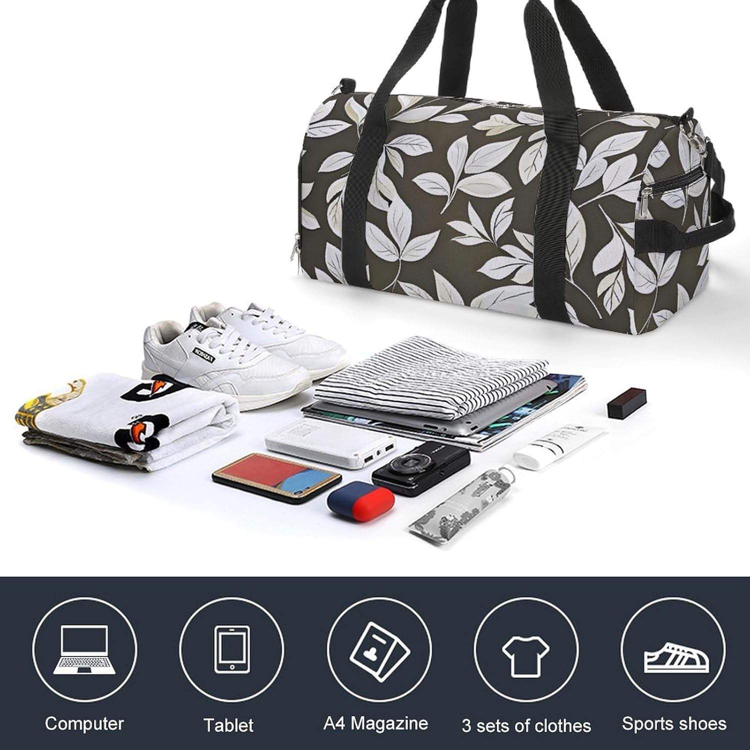 Gym Bag for Men Travel Duffle Bag The Shape of The Leaves Tote Bag Weekender Duffel Bag Weekender Bag for Sports