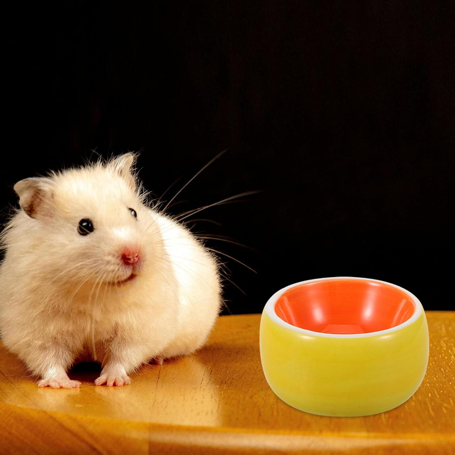 PRETYZOOM Ceramic Hamster Feeding Bowl and Water Dish, Small 8x8x4 Cm Orange Pet Food Bowl for Gerbil, Rabbit, Hedgehog, and Small Animals