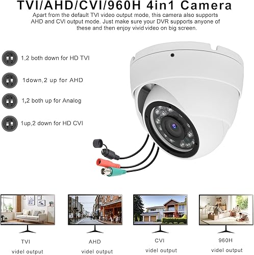 Miniatura 2 de Cámara de seguridad CCTV de 1080p 2MP 4 en 1 (TVIAHDCVI960H analógica) Cámaras de vigilancia domo, 24 piezas LED, lente fija de 0.110 in, visión