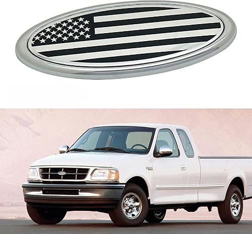 Miniatura 4 de Placa de bandera estadounidense de 4.5 pulgadas, emblema ovalado para parrilla delantera y trasera para Ford Fiesta Focus EcoSport (plateado)