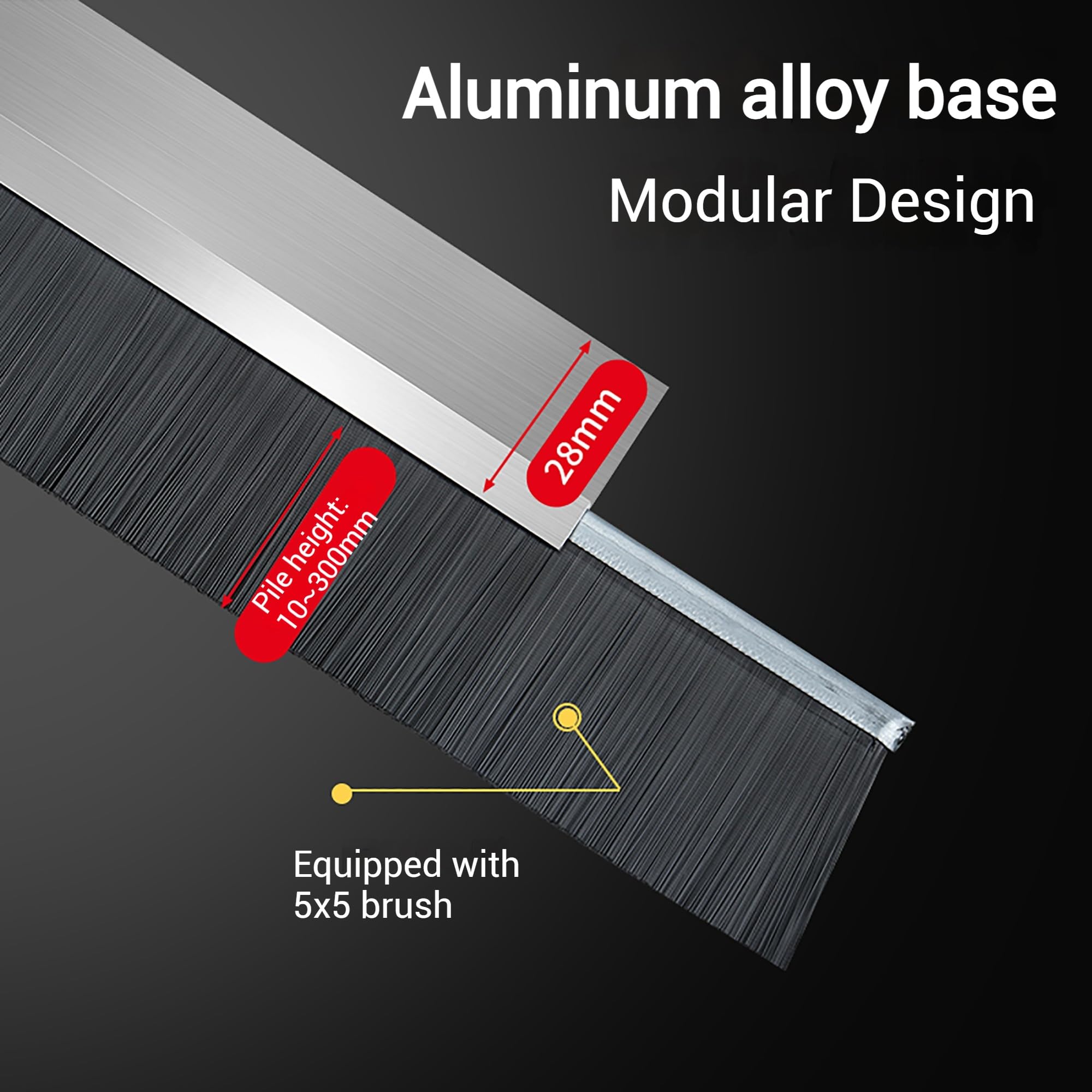 H/F/T-Typ Aluminiumlegierungs-Streifenbürste, Industriestaubbürste, Werkzeugmaschinen-Streifenbürste, Schrankstaubbürste, Streifentürboden-Dichtungsbürste (3,28 Fuß)(T,120mm)
