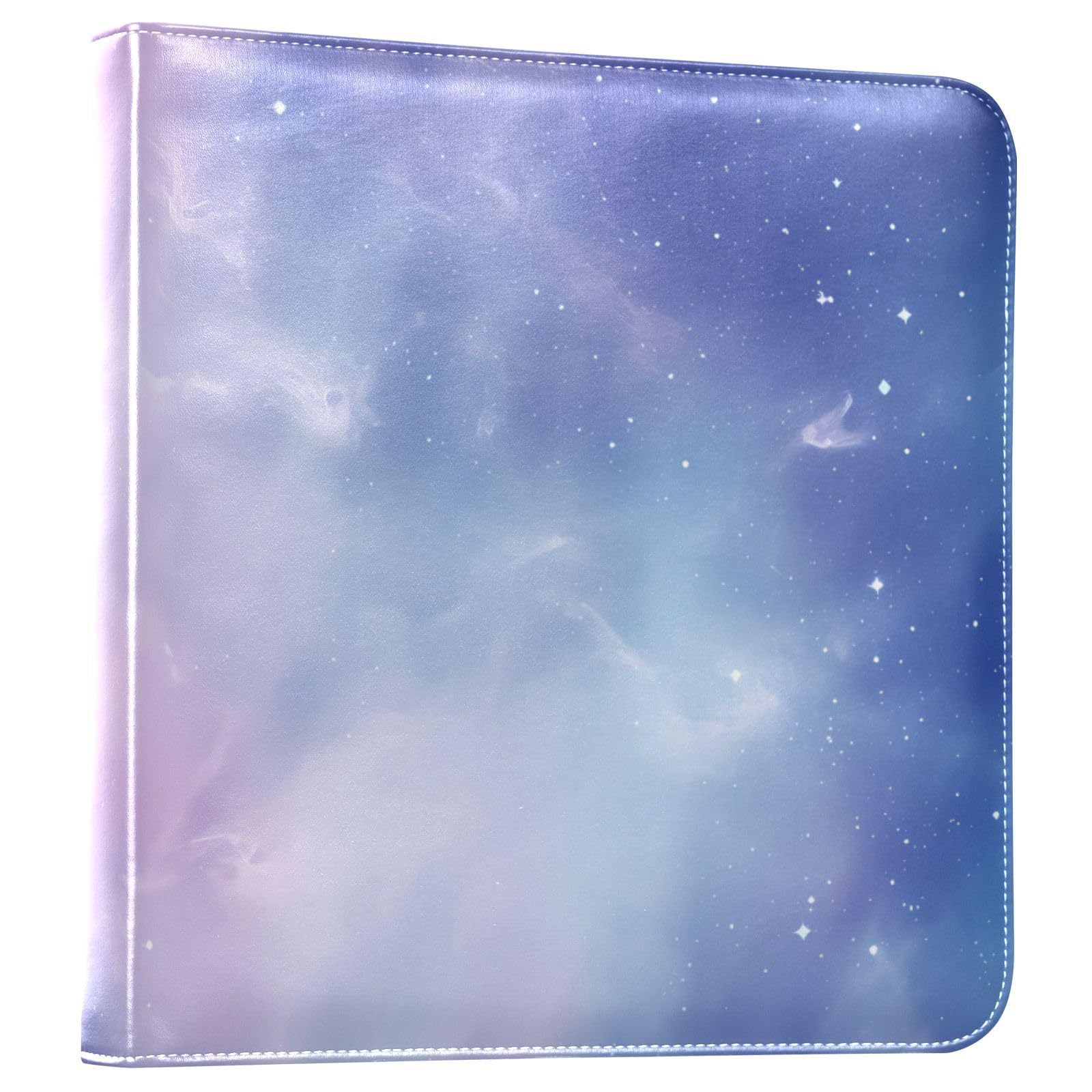 JIPONI Purple Starry Sky Large Photo Album, DIY Leather Cover Scrapbook Albums for 4x6 5x7 6x8 Pictures, Self Adhesive Memory Book for Wedding, Baby, Family