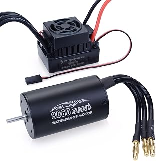 Surpass Hobby RC 3660 3300KV Brushless Motor and 60A ESC Combo Waterproof Brushless Motor and ESC Combo for 1/10 Remote Control Cars Trucks Off-Road Vehicle