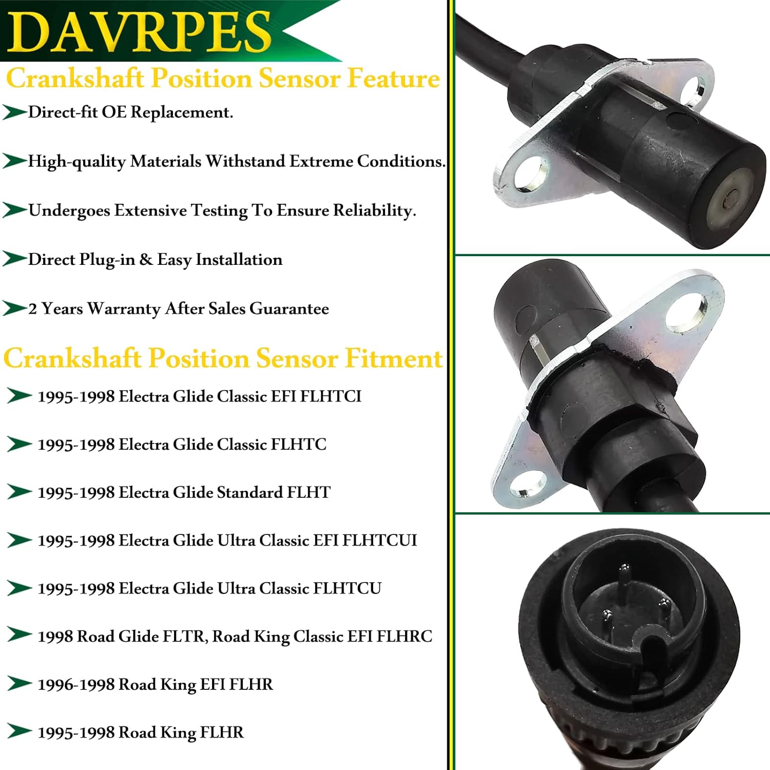 32447-95 3244795 Crankshaft Position Sensor for 1995-1998 Harley-Davidson Electra Glide Classic Standard FLHT Ultra Classic Road King Road Glide King Classic EFI FLHRC/FLHR