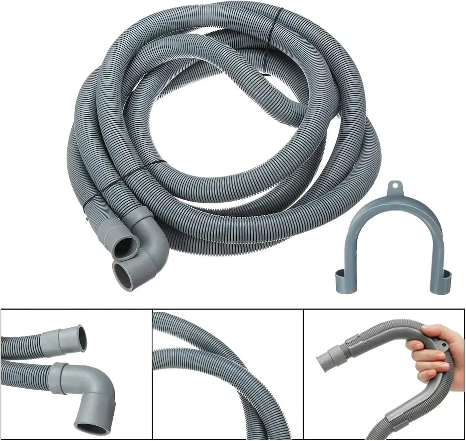 4M Wash Machine Dishwasher Drain Hose Outlet Water Pipe Flexible Extension 22mm With Bracket