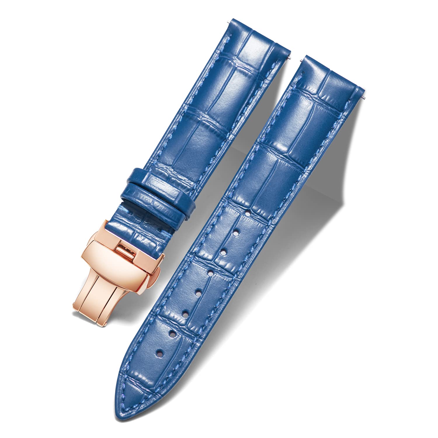 BINLUN Leather Watch Bands Replacement Alligator Pattern Watch Strap for Men Women with Silver/Gold/Rose Gold Butterfly Deployment Buckle 12mm 13mm 14mm 16mm 17mm 18mm 19mm 20mm 21mm 22mm 23mm 24mm — view 21