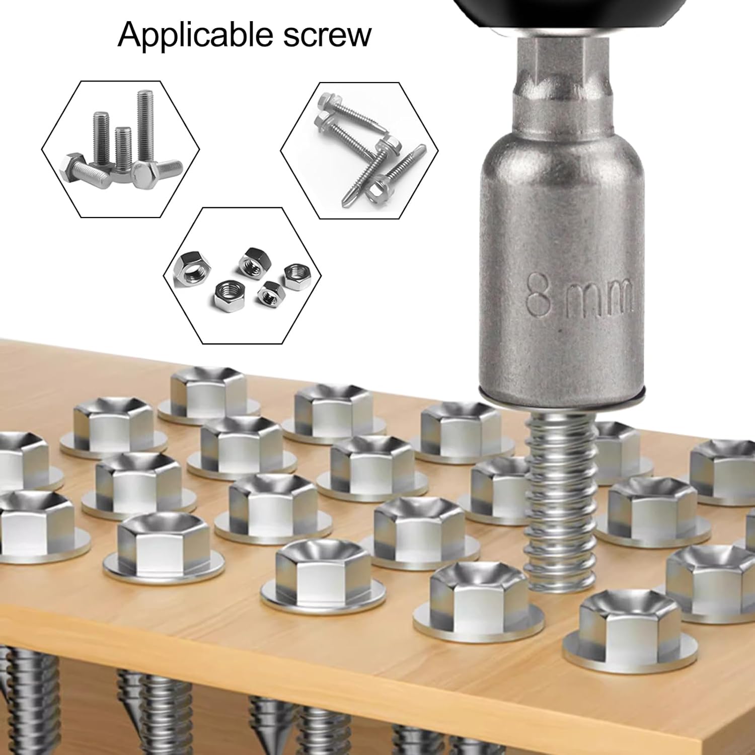 Power Nuts Driver Drill Bit Magnetic Nutsetter 10mm/0.4” Nut Driver Hex Keys, Hex Head Drill Bit for Power Drill 1/4 Inch Shank 5Pcs
