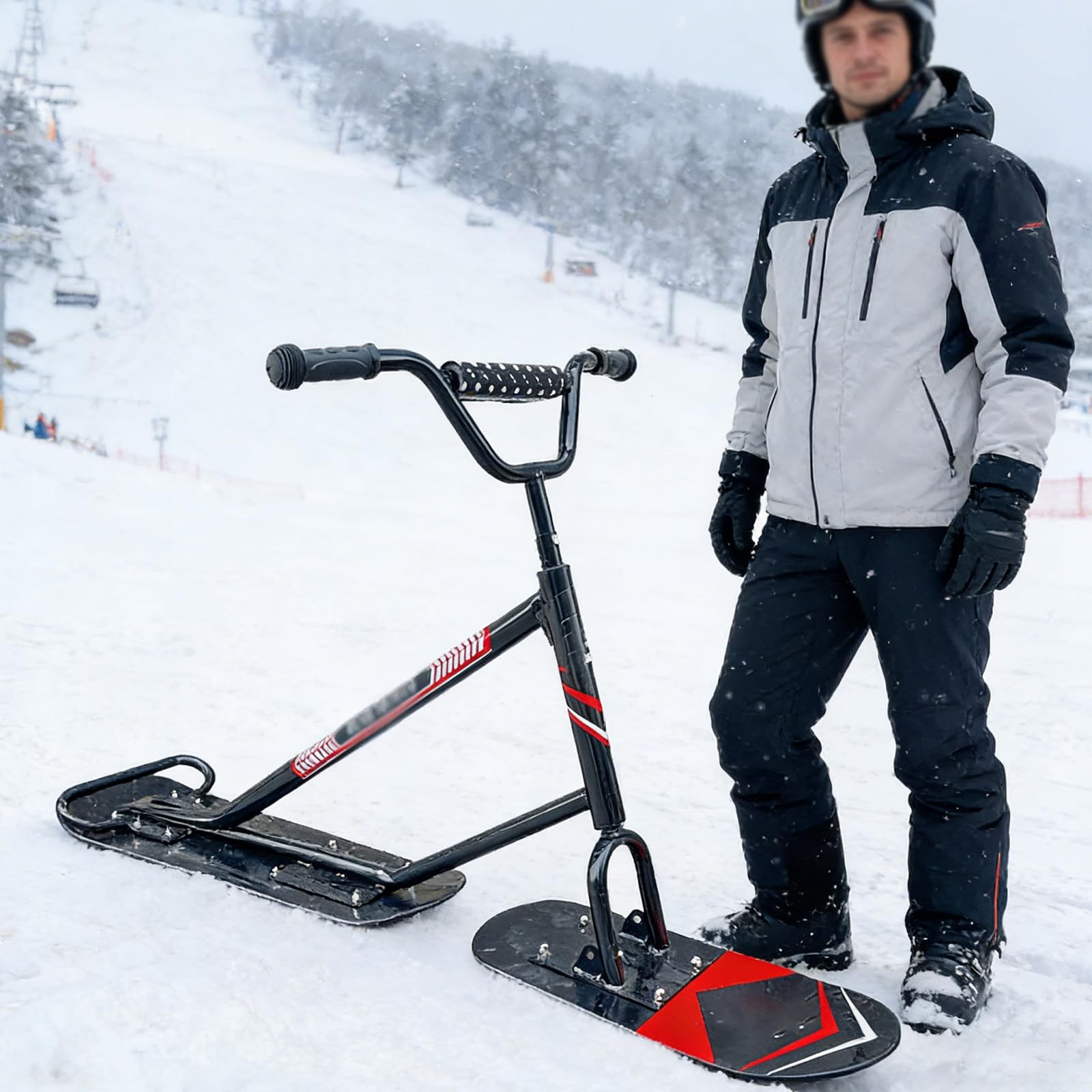 All-Terrain Snowboard für Erwachsene und Jugendliche, Leichter Winterski mit 360°-Lenkung und verstärktem Rahmen für stabiles Fahren im Hinterhof und im Freien