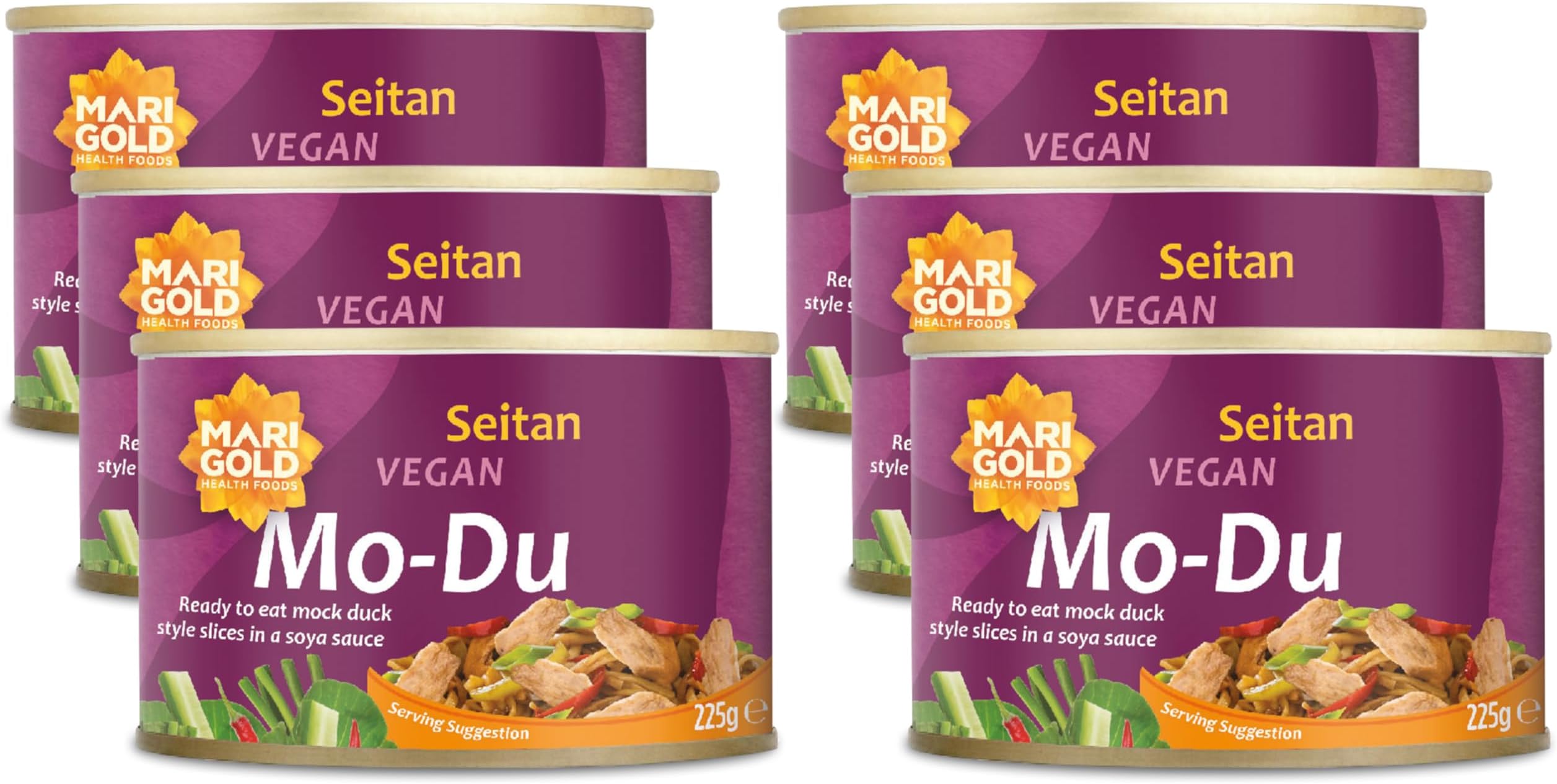 Marigold Seitan Vegan Mo-Du (Mock Duck), 225g (Pack of 6) – High Protein, Plant-Based, Ready-to-Eat, Mild Flavour
