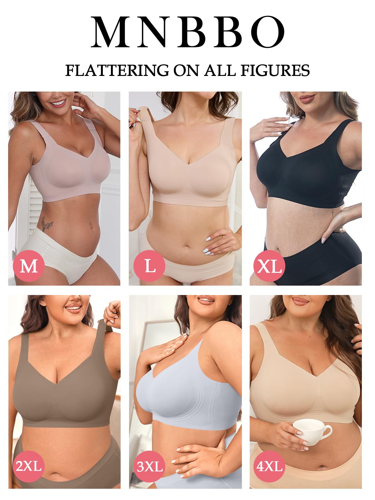 Reggiseno da donna 2025 senza cuciture, senza ferretto, di supporto, push-up, comodo, morbido, senza ferretto, copertura completa (M-4XL)