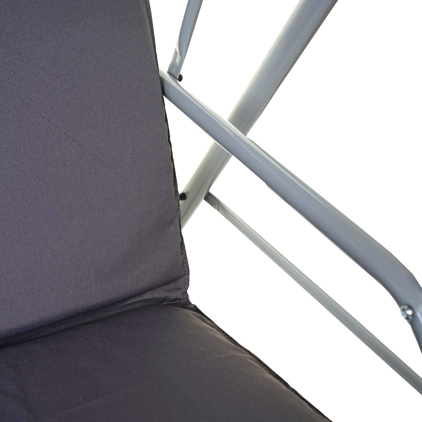 Mendler Hollywoodschaukel HWC-D61, Gartenschaukel Hängeschaukel Banco, de 3 plazas UV 50+ verstellbares Techo 197x185 cm, Gris Oscuro