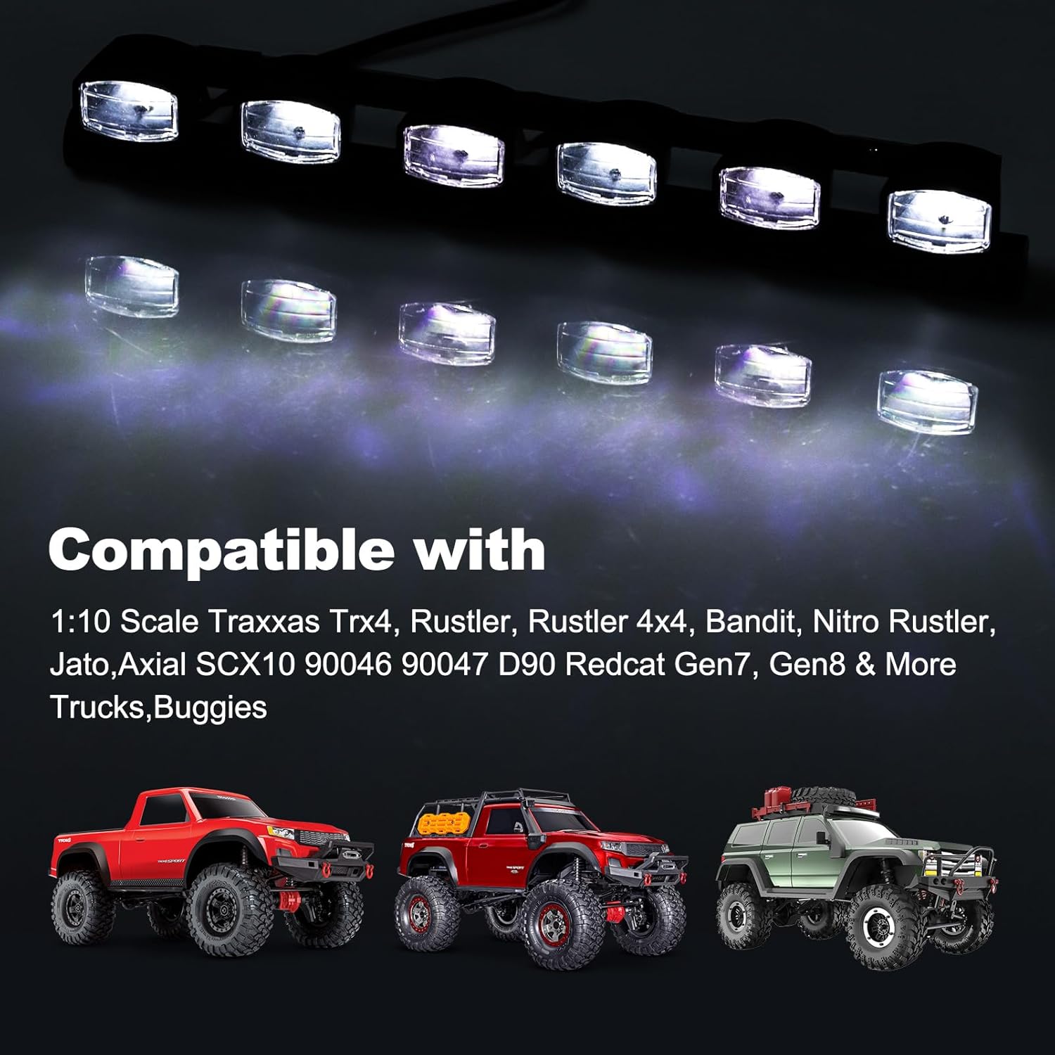 HobbyPark RC Car Light Bar Kit 6 LEDs Body Shell Roof Lights for 1/10 RC Crawler Car Truck Accessories