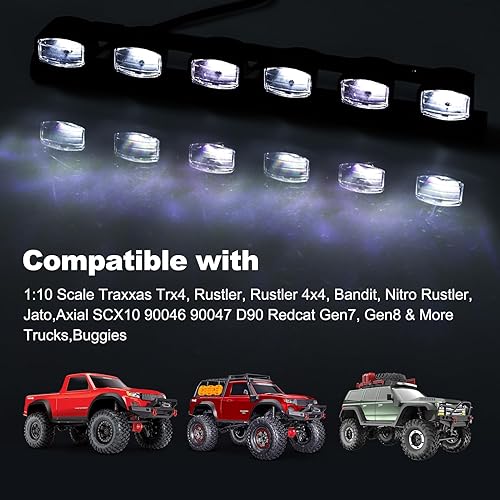 Miniatura 5 de HobbyPark RC Car Light Bar Kit 6 LEDs Body Shell Roof Lights for 110 RC Crawler Car Truck Accessories