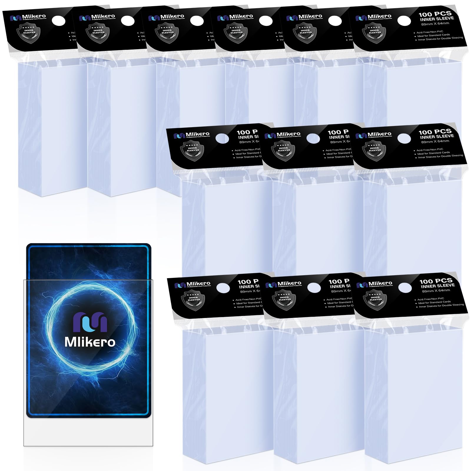 Mlikero 1200 Paquete de Fundas Cartas, Perfect Fit Inner Card Sleeves, Funda Cartas para Cartas de Comercio, Cartas de Deportes