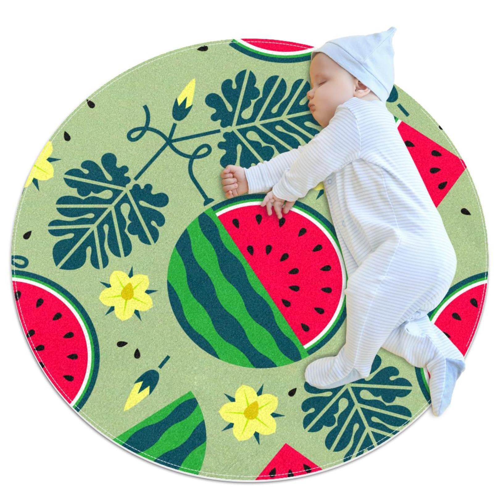 Tapis feuilles et fleurs de pastèque JDEZ pour un cocon d'éveil tout doux