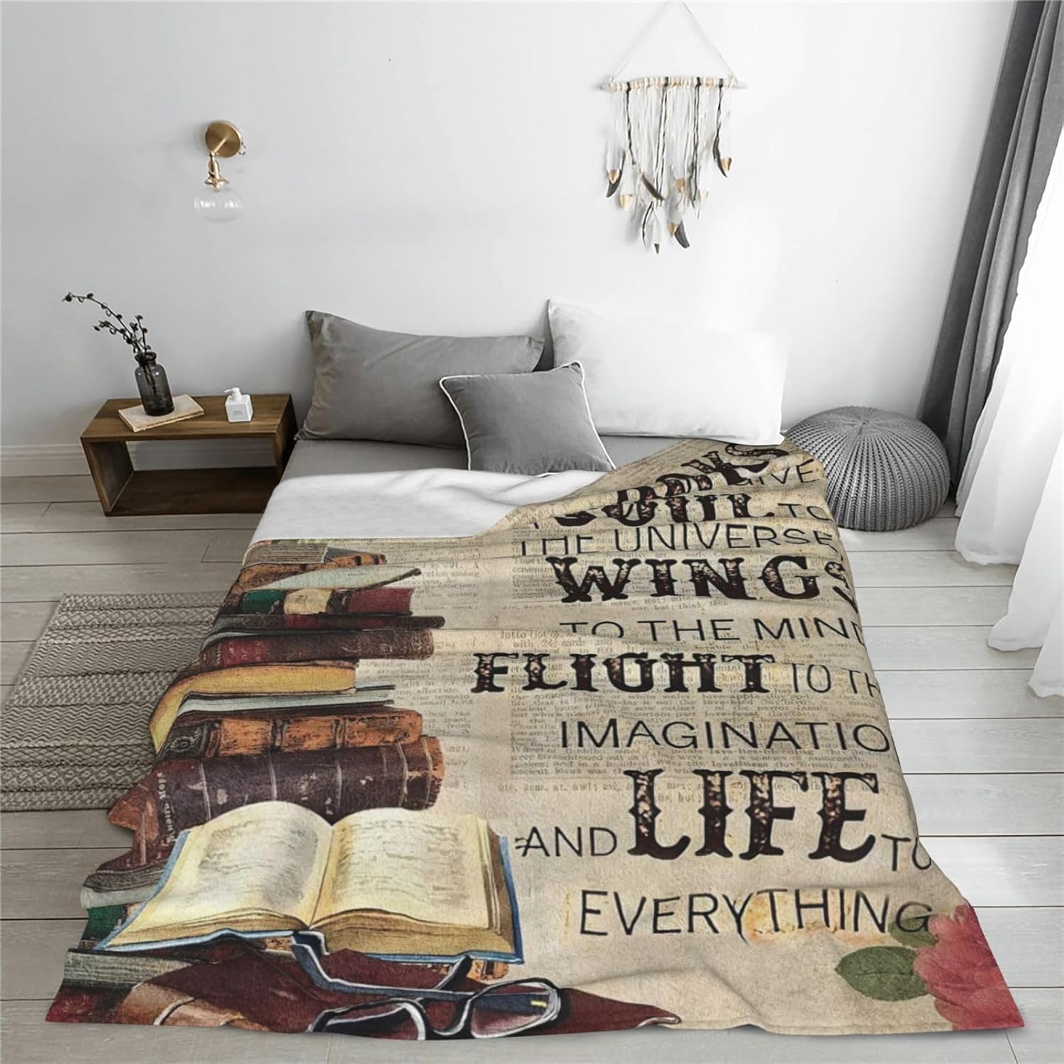 Book Blanket Motivational Book Decor Throw Blanket Gifts for Girls Boys Book Lover Winter Couch Bedding Super Warm Soft Plush Lightweight Fleece Flannel Blanket for Kids Adults Men Women 60"X50"