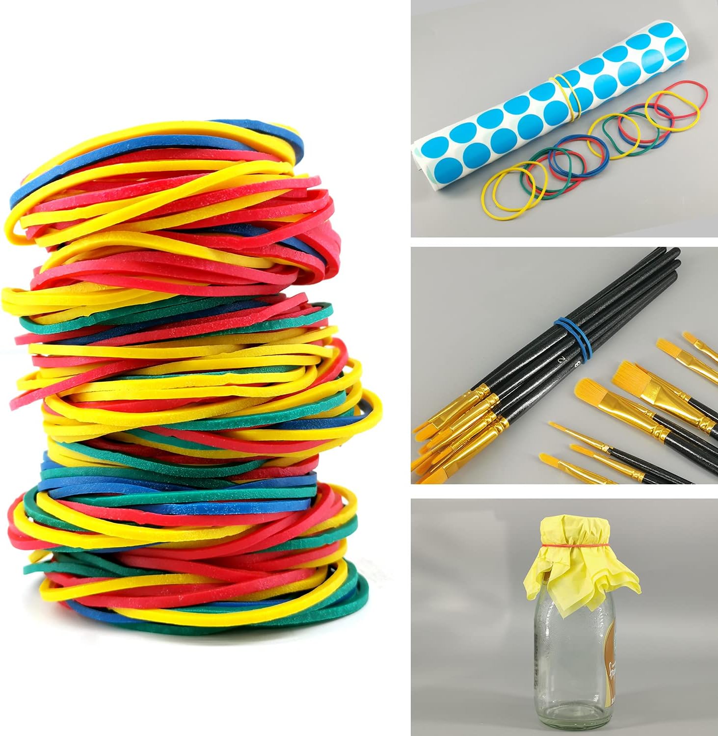 Rubber Bands, 200 Pcs Color Rubber Bands File Bands Rubber Stretchable Elastic Bands Sturdy Rubber Bands Elastics Bands for School Home and Office Use Stationery Supplies : Office Products