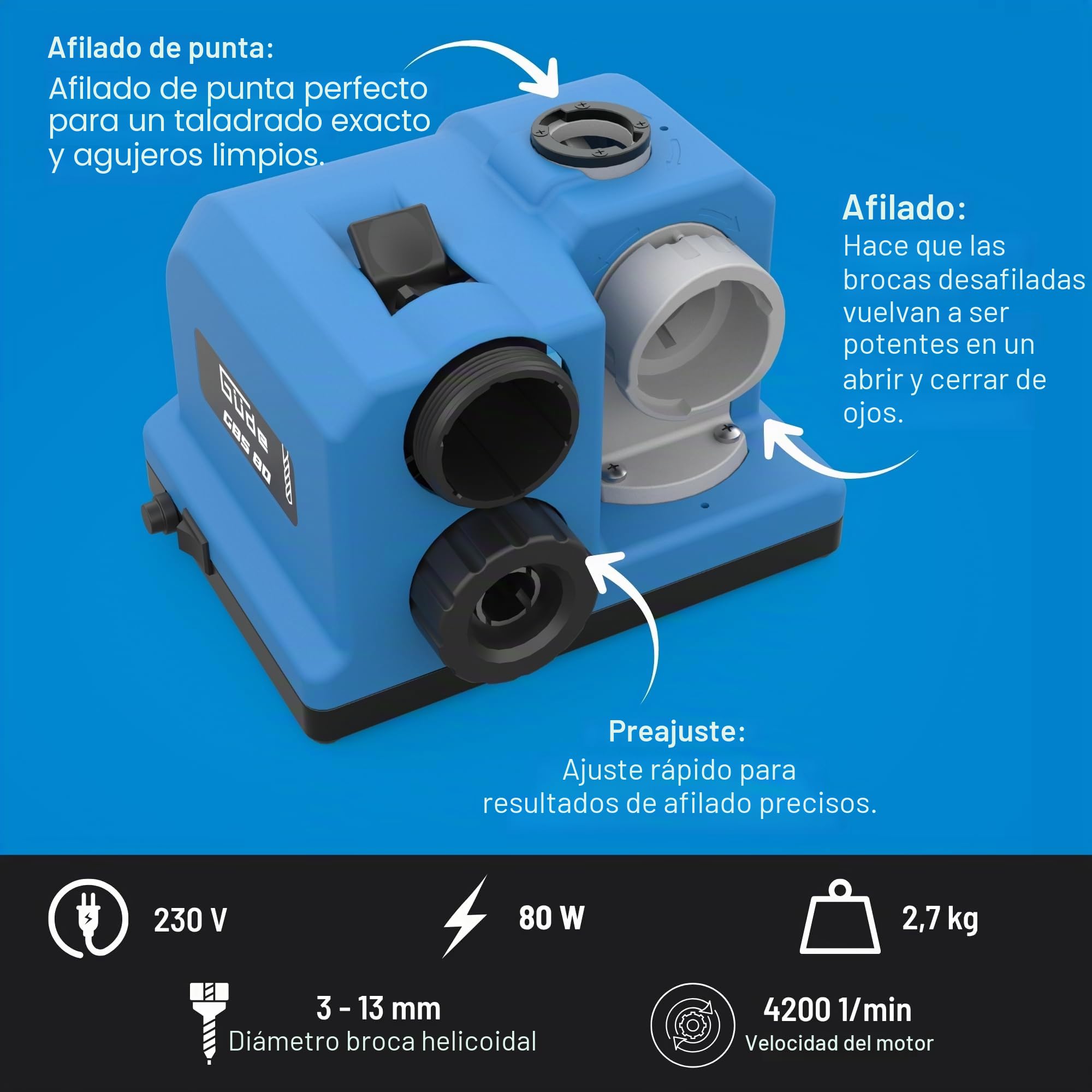 Güde Afiladora para brocas de taladro GBS 80