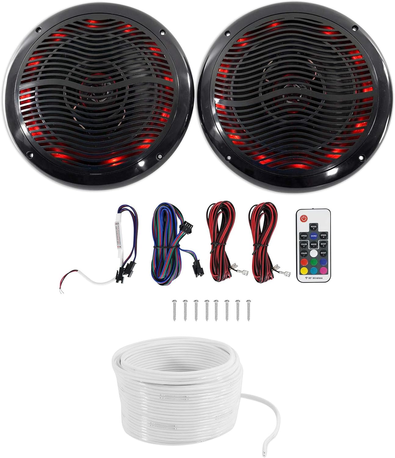 Rockville 2 6.5" 600w ATV/UTV/RZR/CART/Polaris Speakers+Multi Color LED+Remote